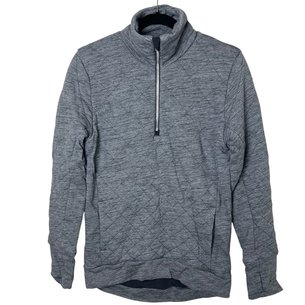 Lululemon Forever Warm Pullover 1/4 Zip Sweatshirt Heathered Core Dark Grey Sz 4